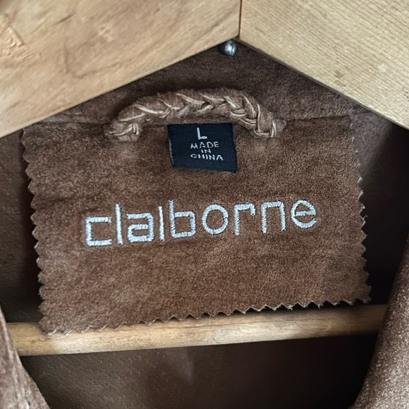 Y2K Claiborne Brown Suede Oversized Shirt Jacket L/XL - Picture 4 of 6